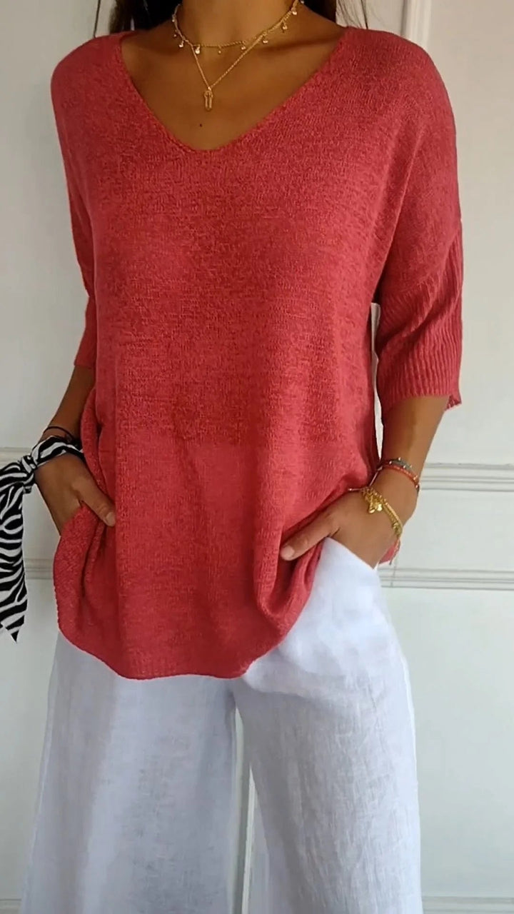 Amanda™ Knit Top with V-neck