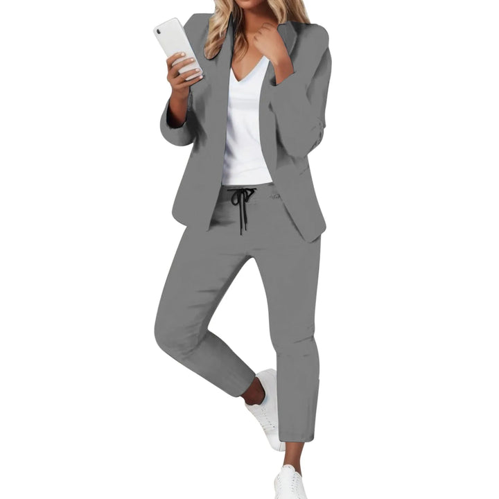 Josephine - 2024 Autumn New Turn-down Collar Blazer Set: Women's Jacket and Pant Set for Casual Office Wear